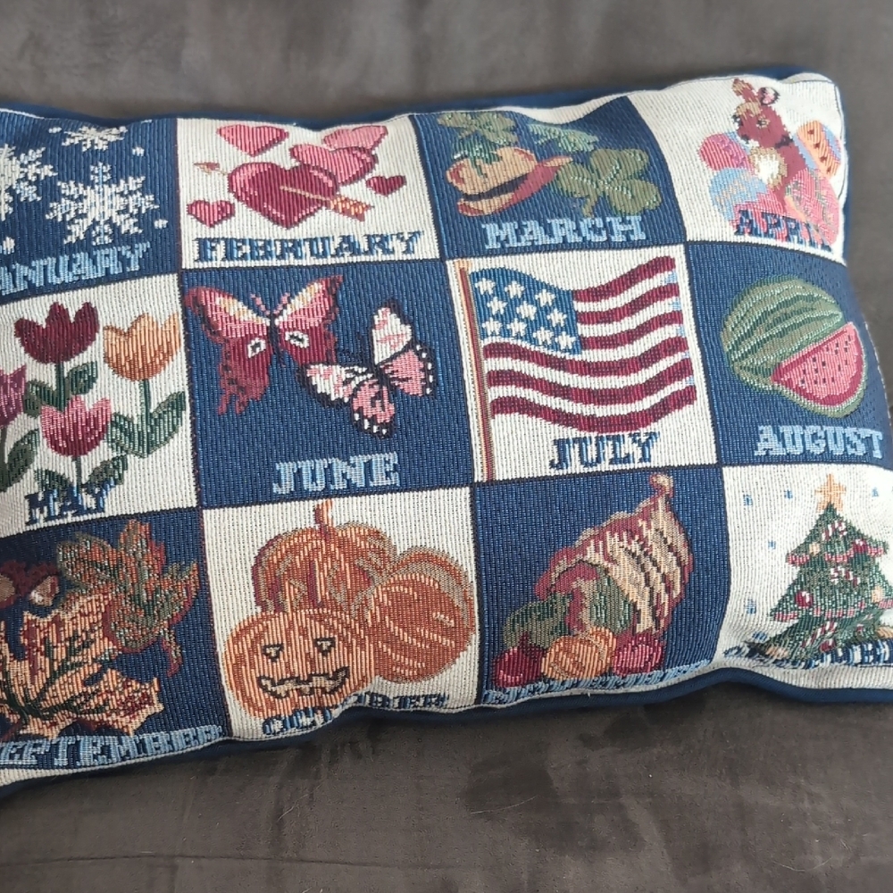 Colorful Seasonal Embroidered Pillow